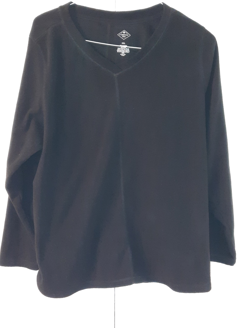 St. John’s Bay Women’s XXL V‑Neck Fleece Pullover Black